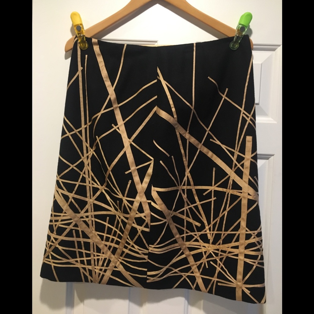 Carlisle Black Skirt with Gold Linear Pattern